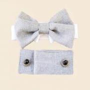 Dog Wedding Cuffs and Bow Tie: Linen Gray